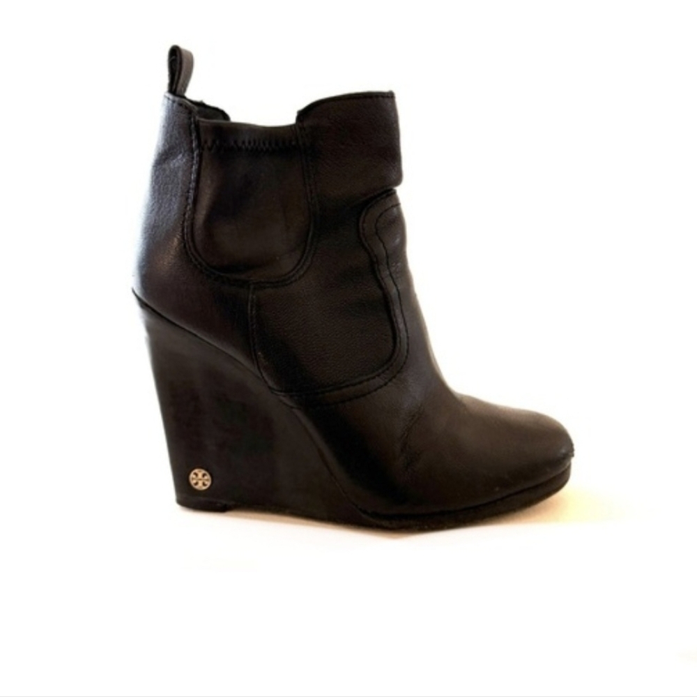 Tory Burch Chelsea Leather Wedge Boots Size 7.5